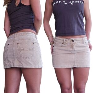 Vintage Y2K Abercrombie & Fitch tan corduroy micro mini skirt kids girls 12